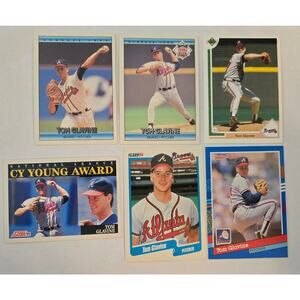 Lot of Six Vintage Tom Glavine Baseball Cards